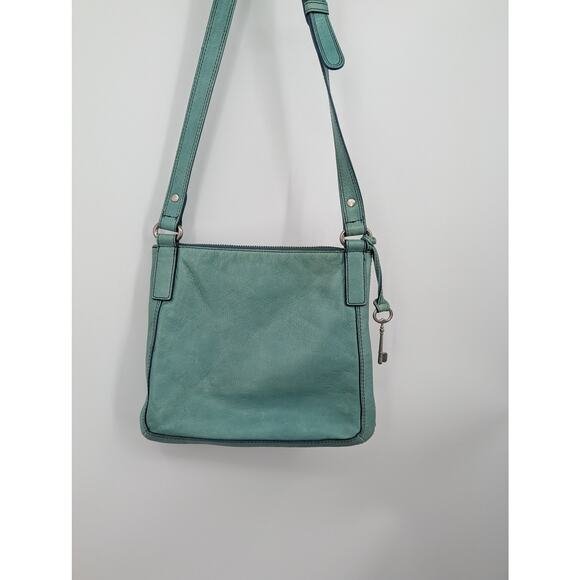 Fossil Marlow Teal Blue Green Crossbody Bag Leather Adjustable Strap ** - Picture 2 of 12
